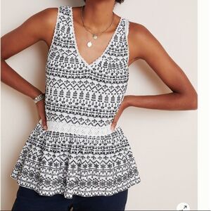 NWT Anthropologie Cammie Embroidered Peplum Top